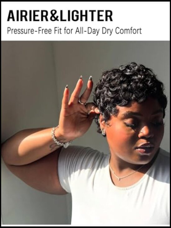 Short Curly Pixie Cut Wig Human Hair Glueless Pre-Styled with Bangs Breathable main image 4